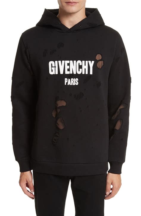 givenchy distressed hoodie mens|givenchy destroyed short sleeve.